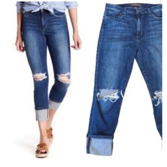 Joe's Jeans The Smith Jeans rolled cropped holy distressed 32" denim pants - Picture 1 of 8